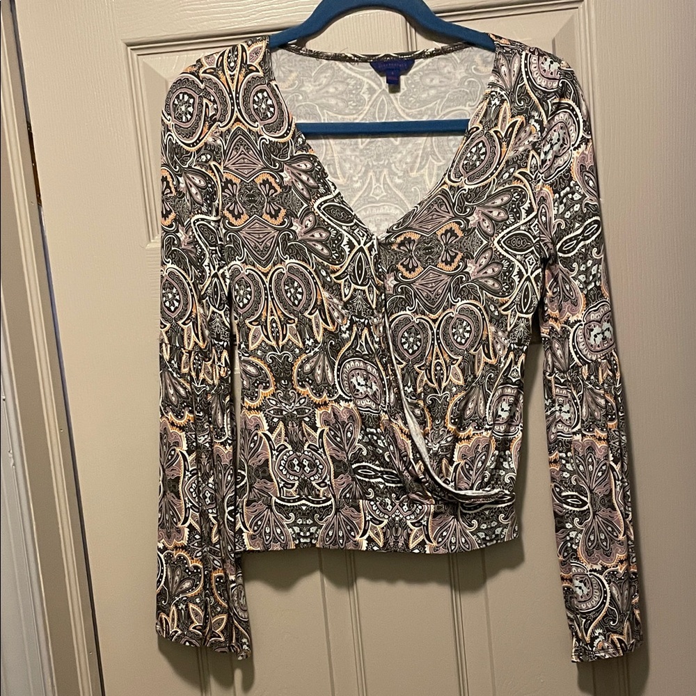 Paisley Long Sleeve Wrap Top